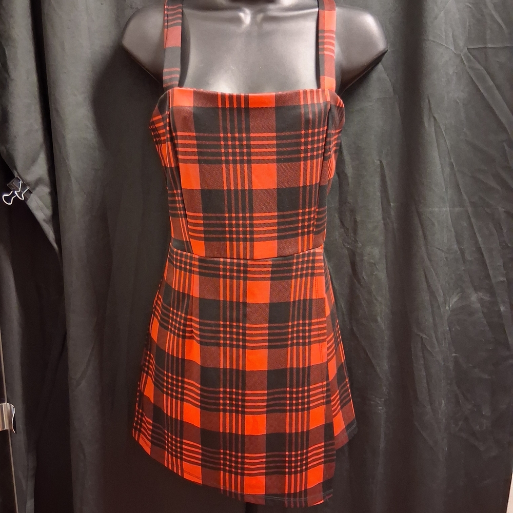 Plaid Red and Black Jumpsuit